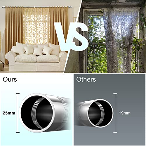 INFLATION Double Curtain Rods for Windows 76-330 cm, 2.5 cm Heavy Duty Double Window Rods - Adjustable Decorative Silver Curtain Rod for Sliding Glass