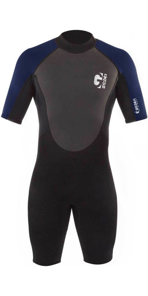 Gul Mens G-Force 3mm Back Zip Shorty Wetsuit - Black Navy - Easy Stretch - 80% D-Flex panels for durability
