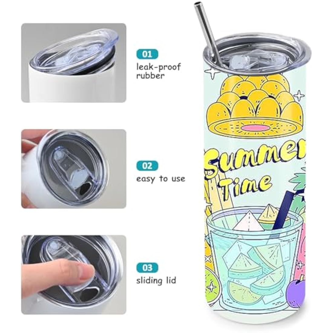 10 Pack Sublimation Tumblers Bulk, 20 oz White Skinny Straight Cups for Heat Press, Stainless Steel Double Wall Insulated Tumbler with Lids, Metal Straws, Shrink Wrap, Cleaning Brush, Individually Box