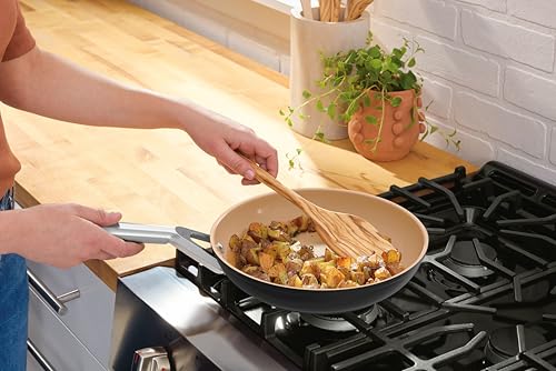 Ninja Extended Life 28cm Ceramic Frying Pan, Non-Stick (No PFAs, PFOAs, Lead or Cadmium), Induction Compatible, Stainless Steel Handle, Oven Safe to 285°C, Grey & Terracotta, CW90028EUUKDB