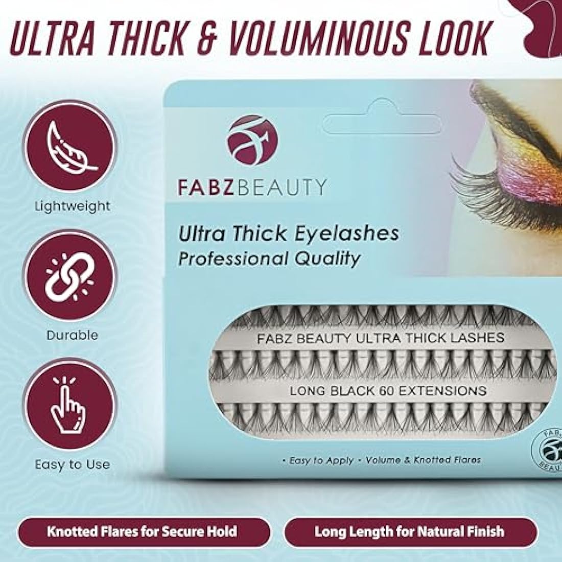 Individual Cluster Eyelashes False Extension | Ultra Thick Knotted Cat Eye Lash Clusters | Lightweight and Waterproof for a Stunning Look (Long 12 mm)