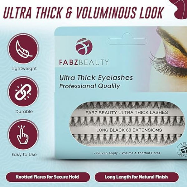 Individual Cluster Eyelashes False Extension | Ultra Thick Knotted Cat Eye Lash Clusters | Lightweight and Waterproof for a Stunning Look (Long 12 mm)