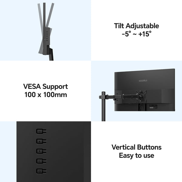 KOORUI E2711F 27 Inch FHD Monitor, Gaming 100Hz, IPS Computer Monitors, 1080P Pc Screen, Adaptive Sync, 5ms, VESA 100x100mm, Eye Care, HDMI, VGA