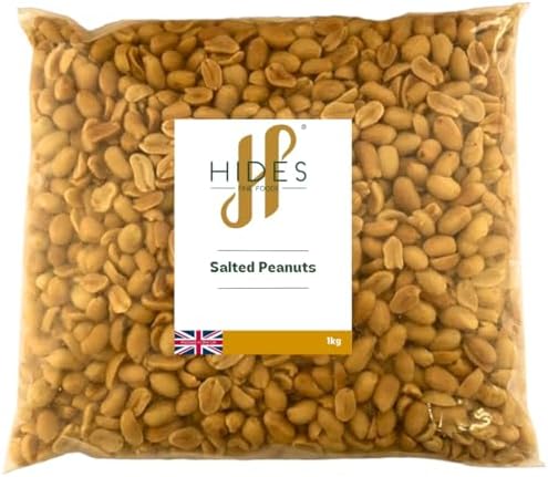 Hides Fine Foods - Roasted & Salted Peanuts - 1kg - GMO - Free - Suitable for Vegetarians - Cooking - Salads - Snacking - Desserts - Cakes - Cookies