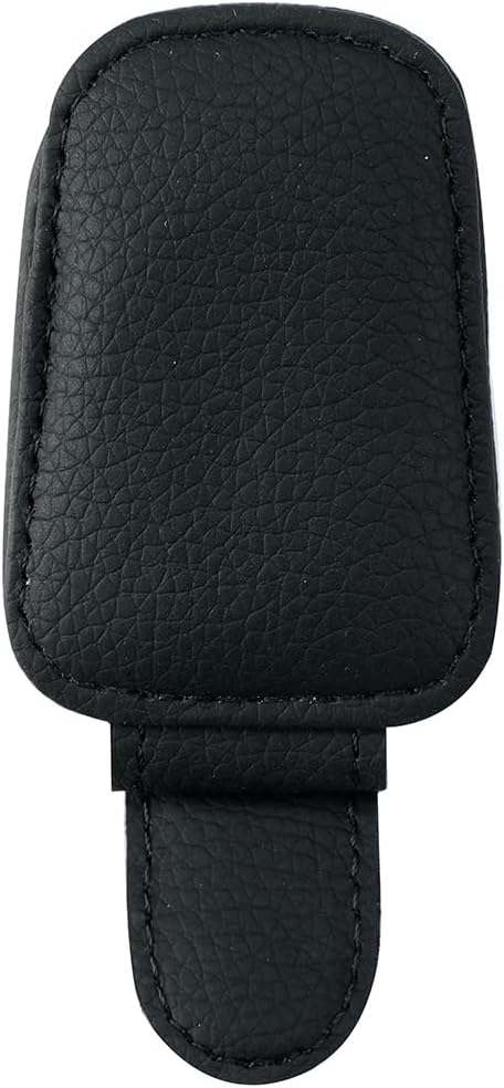 Premium Leather Sunglasses Holder for Car Visor - Luxury Car Accessories Organizer, Stylish Unisex Gift for Men & Women, Durable Eyeglass Case Clip with Compact Design (Black)