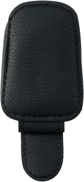 Premium Leather Sunglasses Holder for Car Visor - Luxury Car Accessories Organizer, Stylish Unisex Gift for Men & Women, Durable Eyeglass Case Clip with Compact Design (Black)