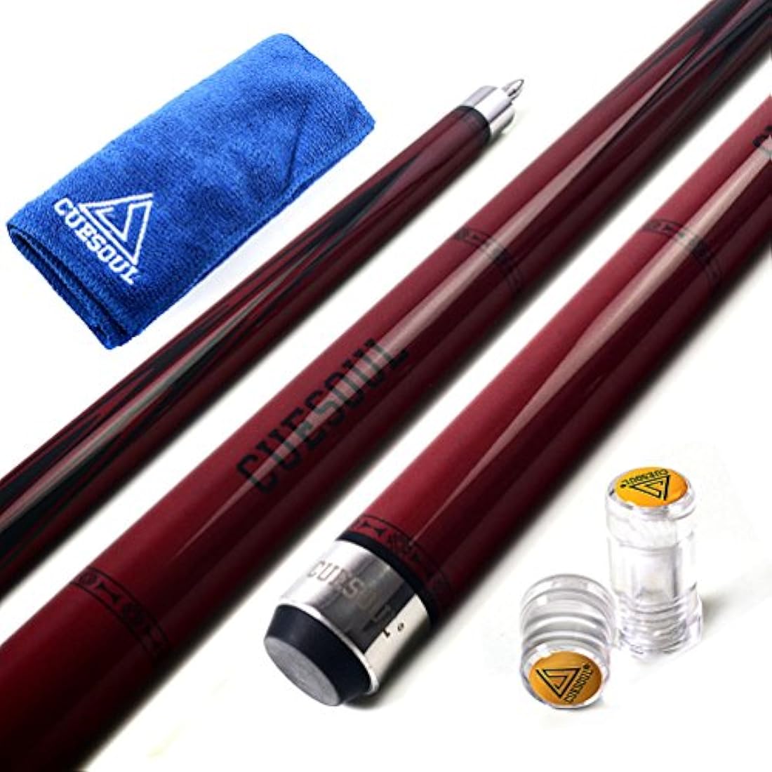 CUESOUL 58 Inches 19oz Joint Pool Cue Stick Billiards Premium Canadian Maple Pool Cue, Multi-layered Tip, 11.5/12.75mm Billiards Pool Cue Set Accessories
