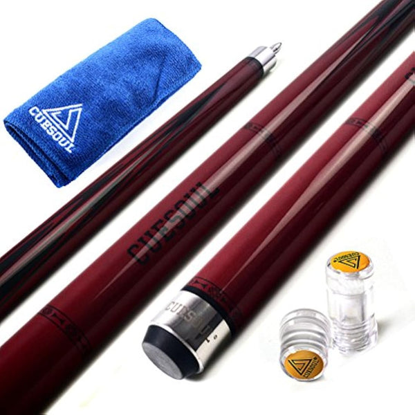 CUESOUL 58 Inches 19oz Joint Pool Cue Stick Billiards Premium Canadian Maple Pool Cue, Multi-layered Tip, 11.5/12.75mm Billiards Pool Cue Set Accessories