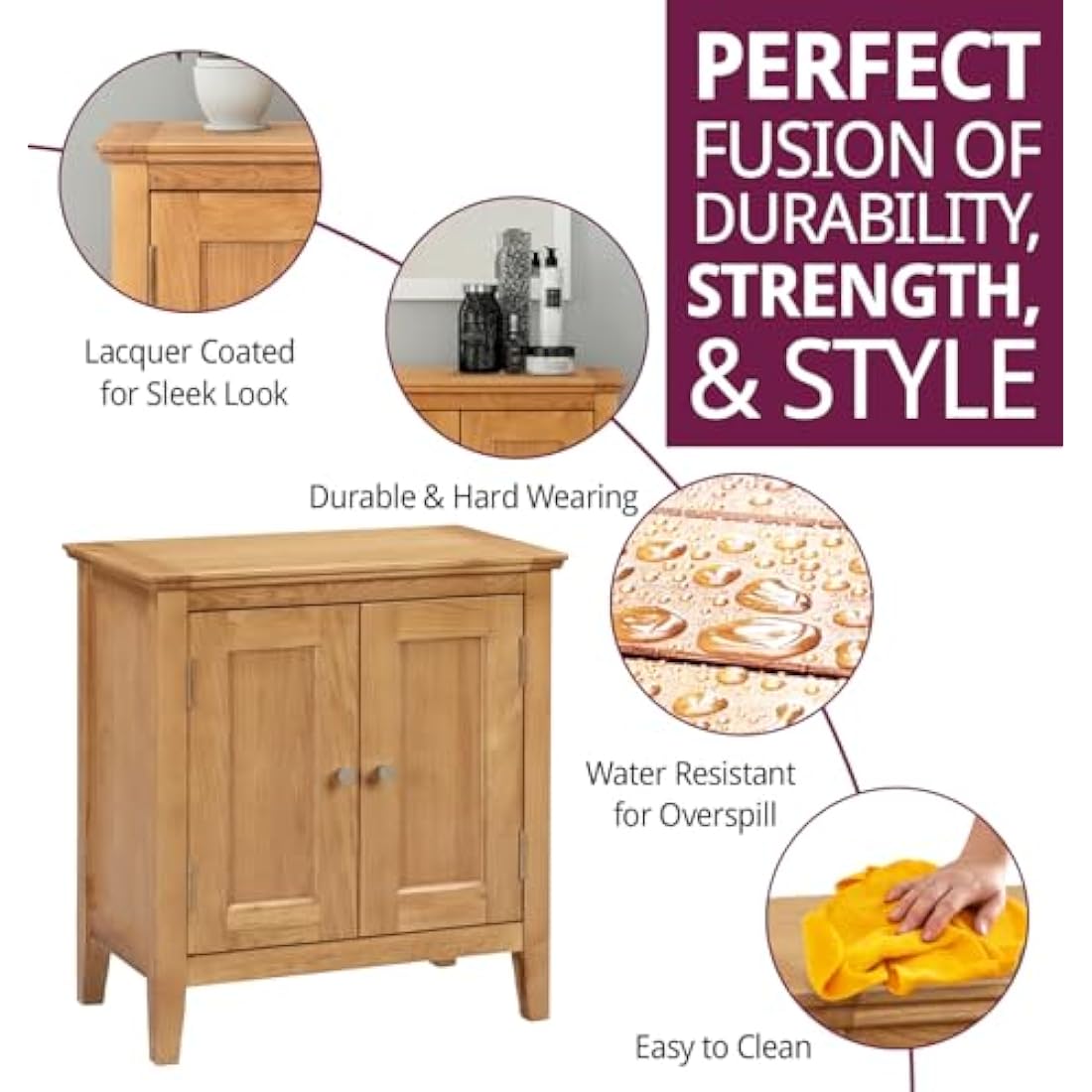 Hallowood Furniture Hereford Small Cupboard with Adjustable Shelf, Shoe Storage Cabinet, Light Oak Shoe Cabinet for Bedroom or Hallway, Stylish Wooden Kitchen, Bathroom or Living Room Furniture