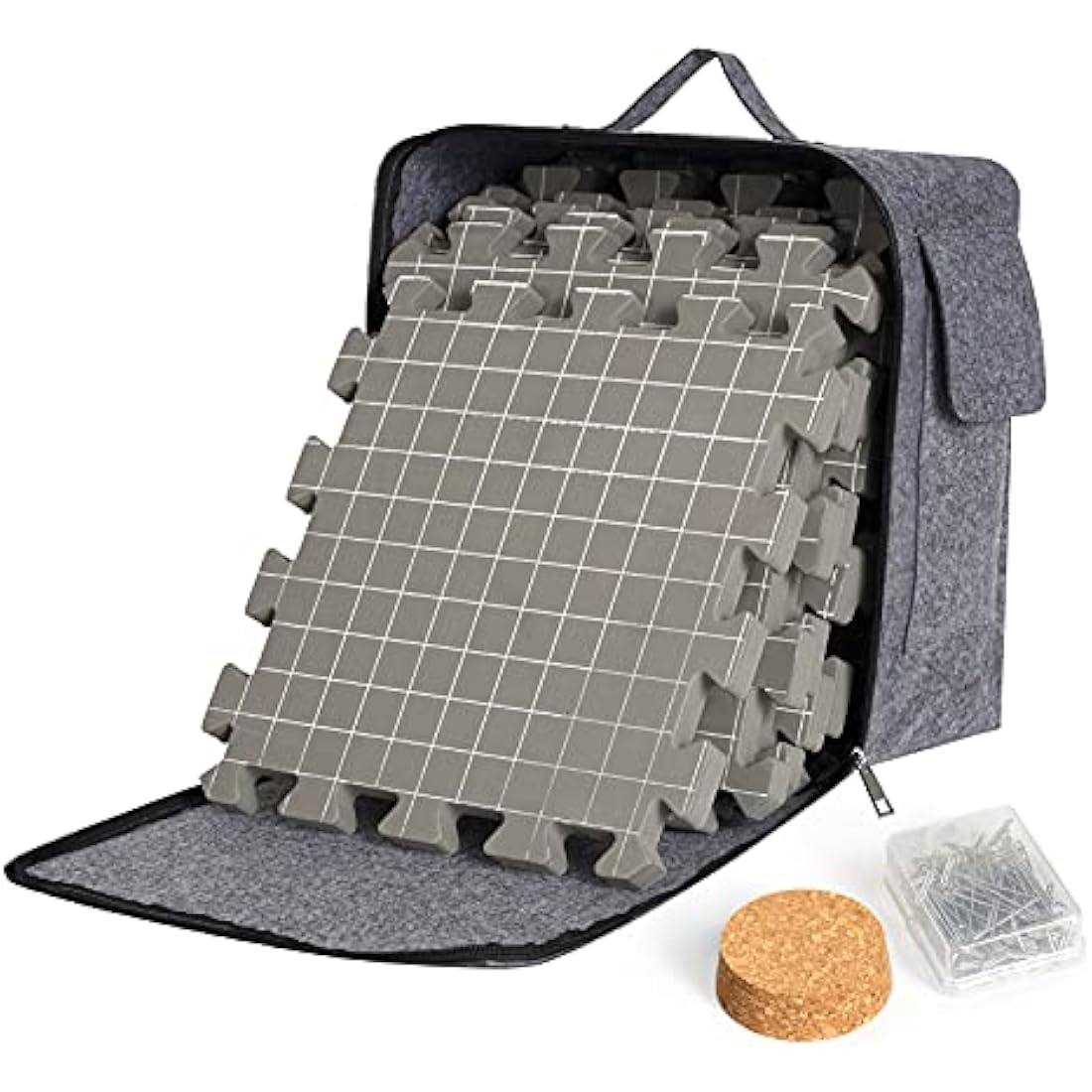 Mardili Blocking Mats for Knitting[9-Pack], Extra Thick Blocking Boards with Grids for Crochet Projects or Needlepoint, Knitting Mats with 100 T-pins and A Cork for Storing T-pins
