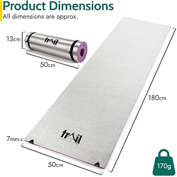 Foil Camping Mat 7mm Thick Aluminium Sleeping Roll Pad Waterproof Thermal Trail