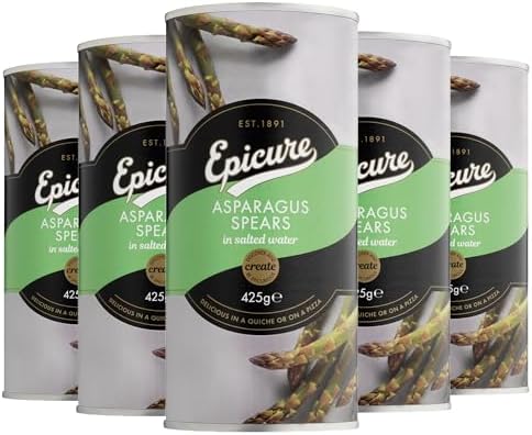 Epicure Tinned Green Asparagus Spears in Salted Water, Delicious in a Quiche or on a Pizza, 425 g (Pack of 12)