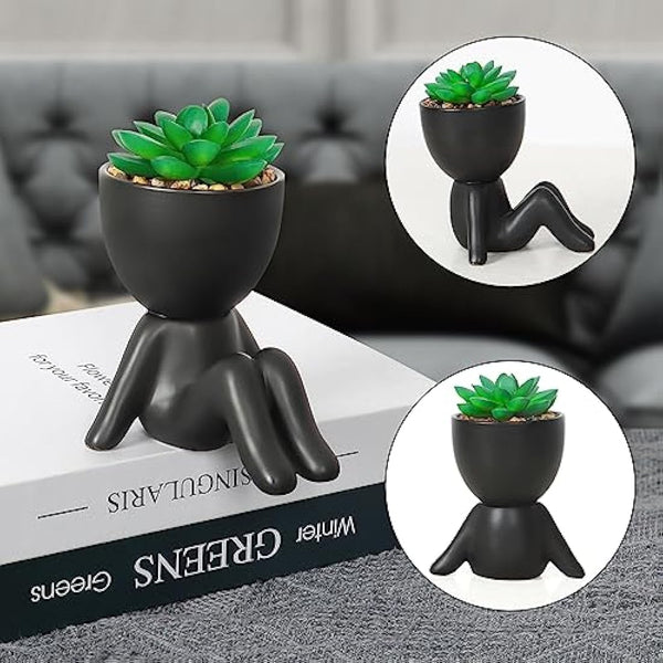 Dremisland 2PCS Fake Plants Artificial Succulents Plants Decor Fake Succulents Indoor Potted Mini Faux Plant with Ceramic Pot Planter Cute Desk Plant for Home Office Table Living Room Shelves