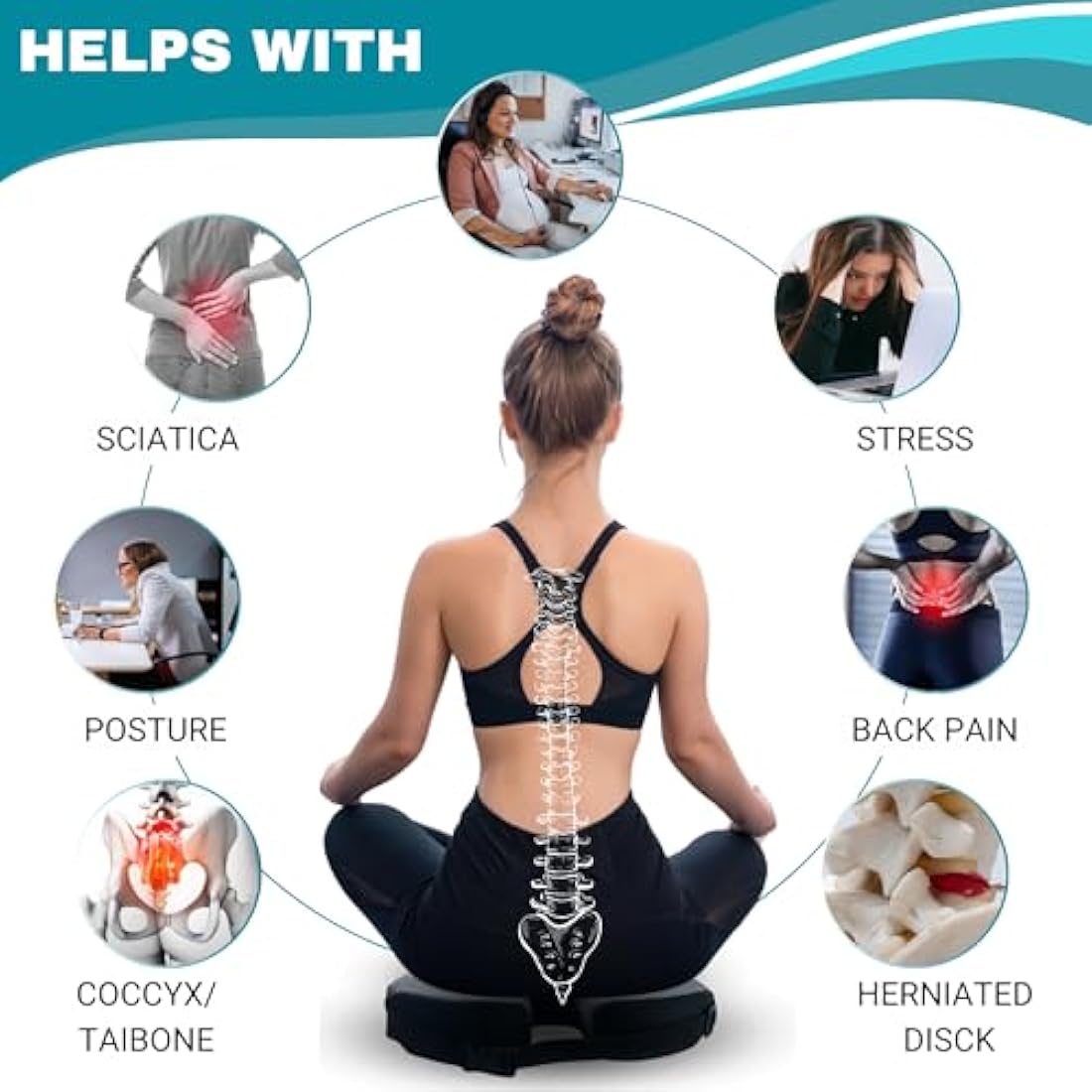 Famjoy Premium Gel Memory Foam Seat & Back Cushion – Lumbar & Coccyx Support for Office, Car & Gaming Chair – Ultimate Comfort & Posture Relief