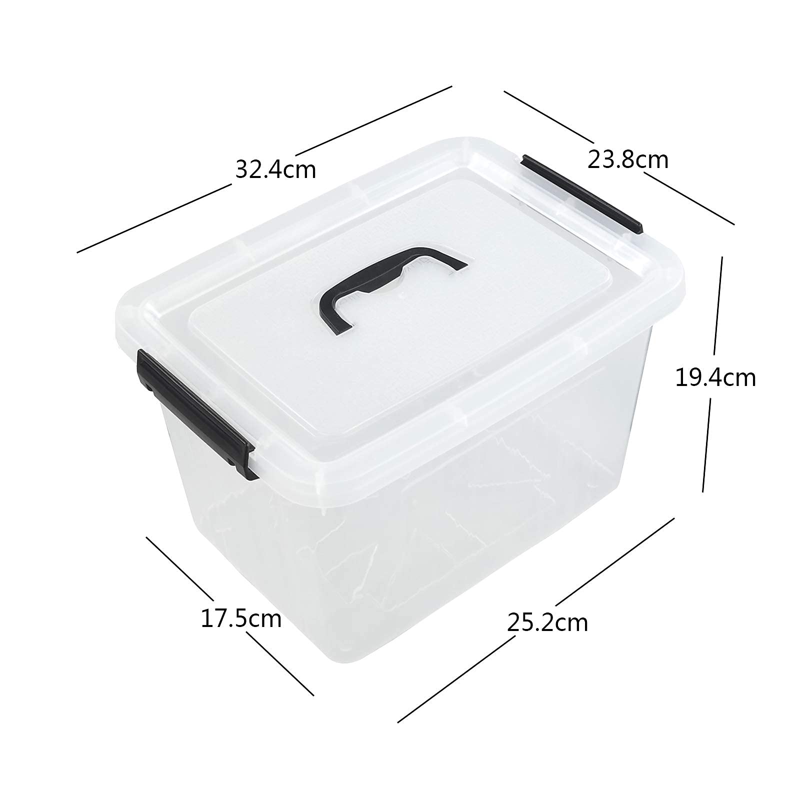 Nesmilers 6 Packs Plastic Storage Box, 12 L Storage Container, Clear Box with Lid