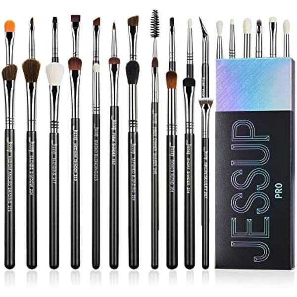 Jessup Eye Makeup Brushes Set Professional 28pcs Premium Synthetic Make up Brushes for Eyeshadow Eyeliner Eyebrow Blending, Black T341
