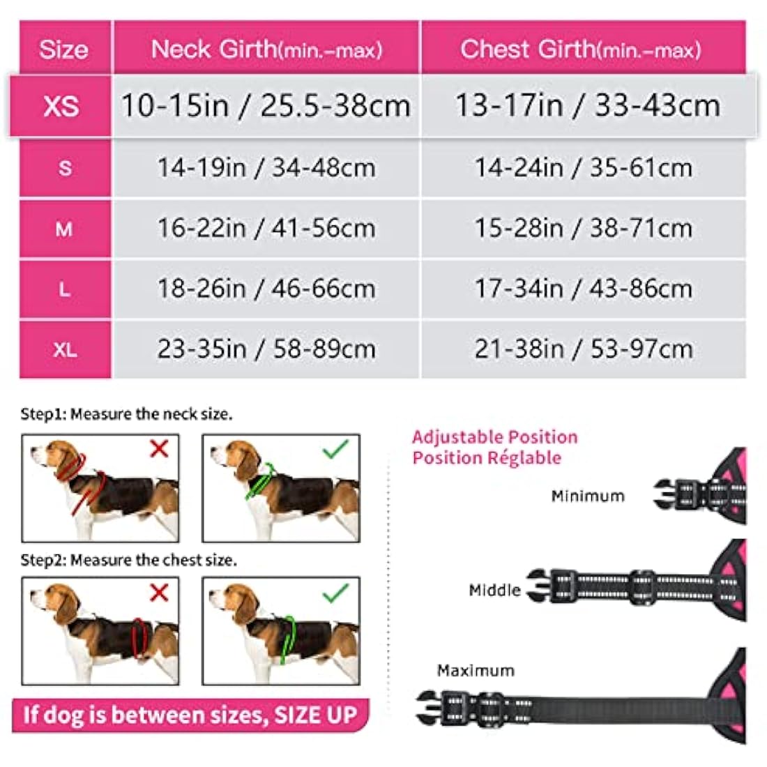 HEELE Dog Harness Dog Harness Small Dog No Pull Harness with Soft Handle Reflective Puppy Harness Adjustable, Rose, XS