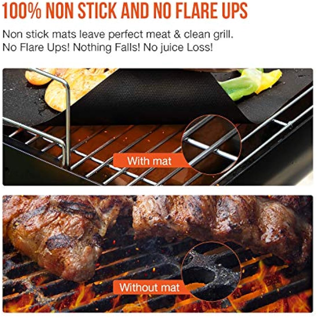 Ankier BBQ Grill Mat, Set of 8 Non Stick BBQ Baking Mats Reusable for Charcoal, Gas or Electric Grill - Easy to Clean, Heat Resistant Barbecue Sheets