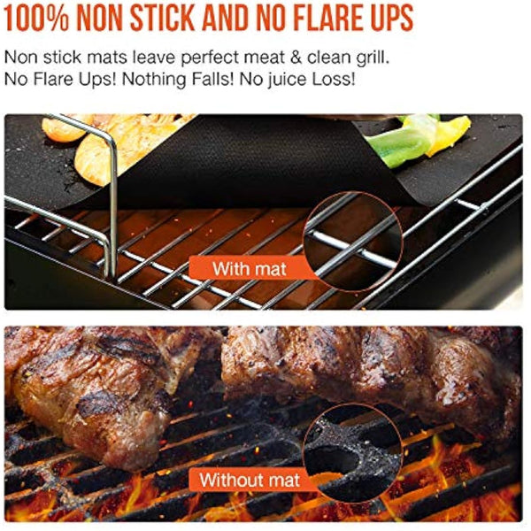 Ankier BBQ Grill Mat, Set of 8 Non Stick BBQ Baking Mats Reusable for Charcoal, Gas or Electric Grill - Easy to Clean, Heat Resistant Barbecue Sheets