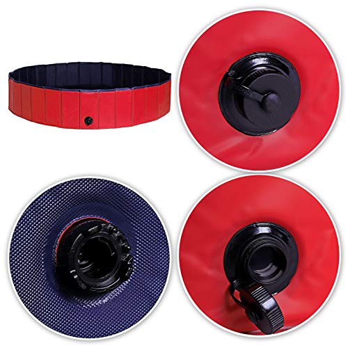 lionto Foldable dog pool made of scratch-resistant PVC material, ? 160 cm, height 30 cm, anti-slip coating & drain plug for quick emptying, no pump
