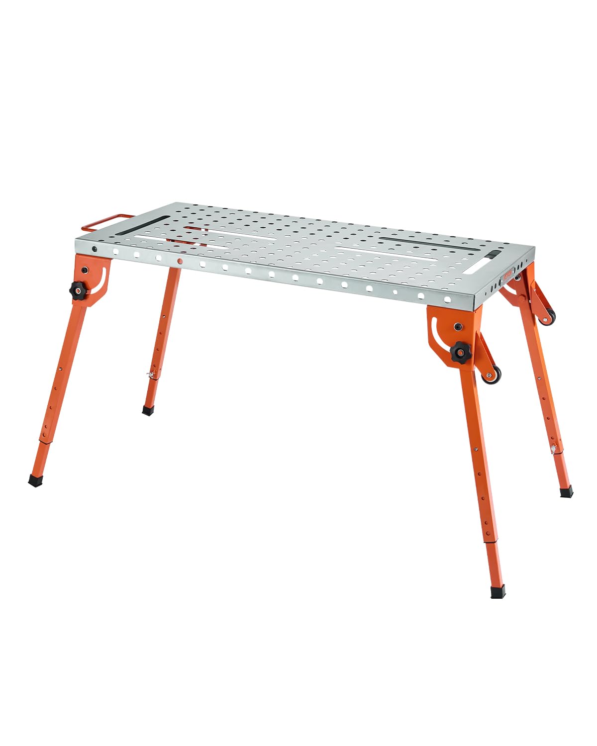 VEVOR Welding Table 36" x 18", 1200lbs Load Capacity Steel Welding Workbench Table on Wheels, 2 Layers Portable Work Bench with Braking Casters, 4 Tool Slots, 5/8-inch Fixture Holes