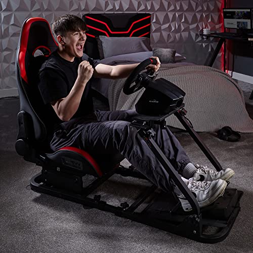 X-Rocker CHICANE Racing Sim Cockpit Racing Chair, Racing Rear Seat Frame for Steering Wheel Stands, Driving Simulation Chair with Adjustable Sliders and Adjustable Height for Racing Rig - BLACK