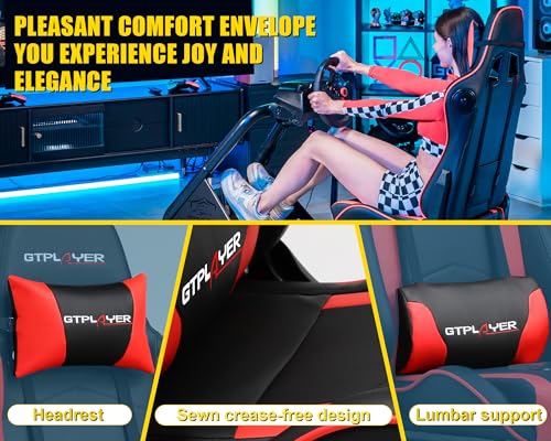 GTPLAYER Racing Simulator Cockpit with Seat, Sim Racing Cockpit Multi-function Adjustable Gaming Wheel Stand for G25 G27 G29 G920 G923 T300 PS5 PS4 Xbox, Without Wheel, Shifter & Pedals