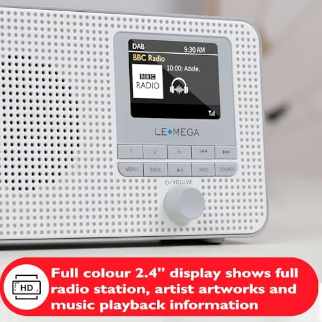 Internet Radio with DAB | Portable DAB+ Bluetooth Radio | Digital Radios Mains and Battery 12hr Play | FM,Podcast Player,Dual Alarm | 60 Presets,Headphone Jack, Colour Display | LEMEGA IR1 Grey