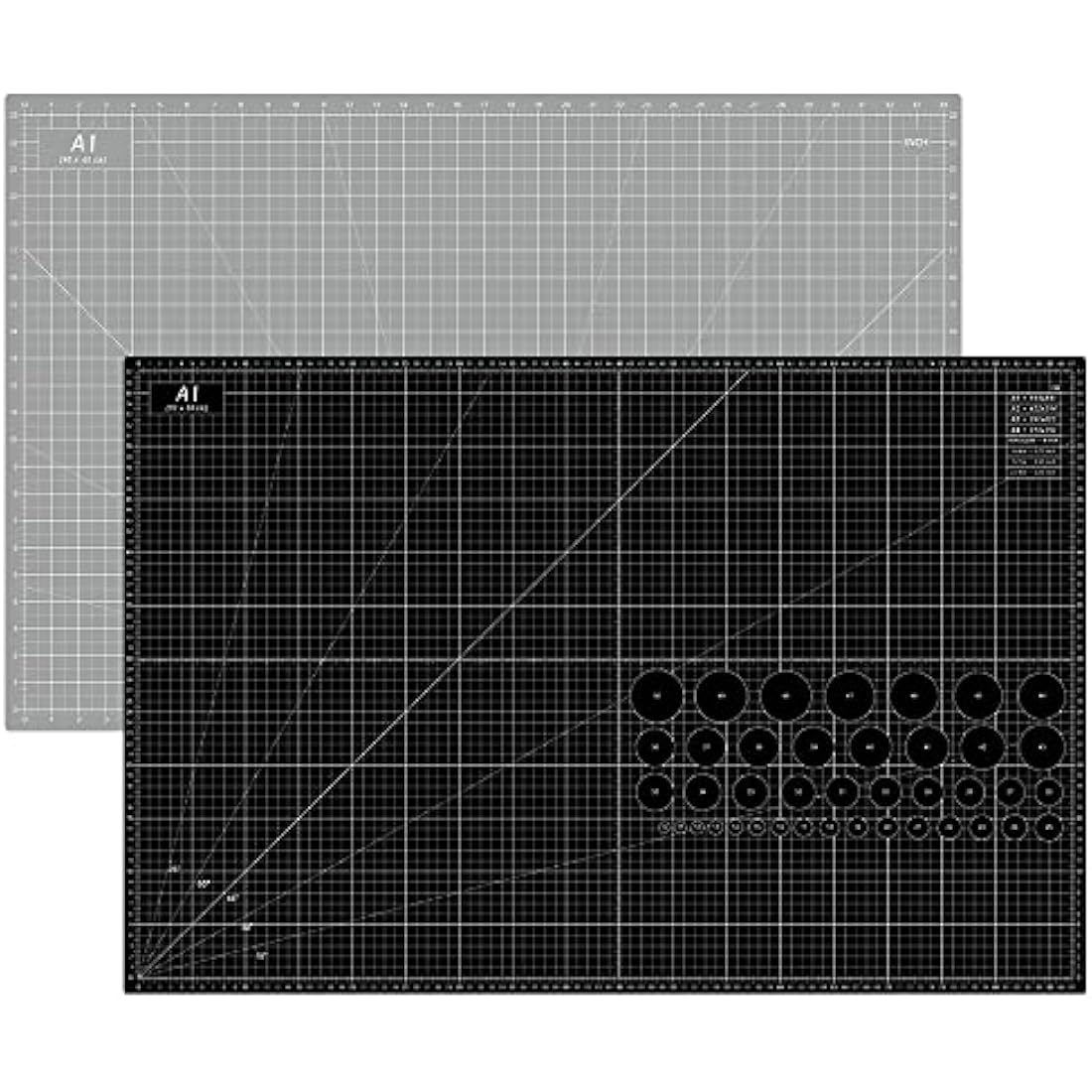 Headley Tools 24 x 36 Inch Thickened Self Healing Sewing Cutting Mat, A1 Rotary Cutting Sewing Mat for Crafts, Double Sided 5-Ply Table Cutting Board for Fabric Quilting Leather Arts Hobby, Grey/Black