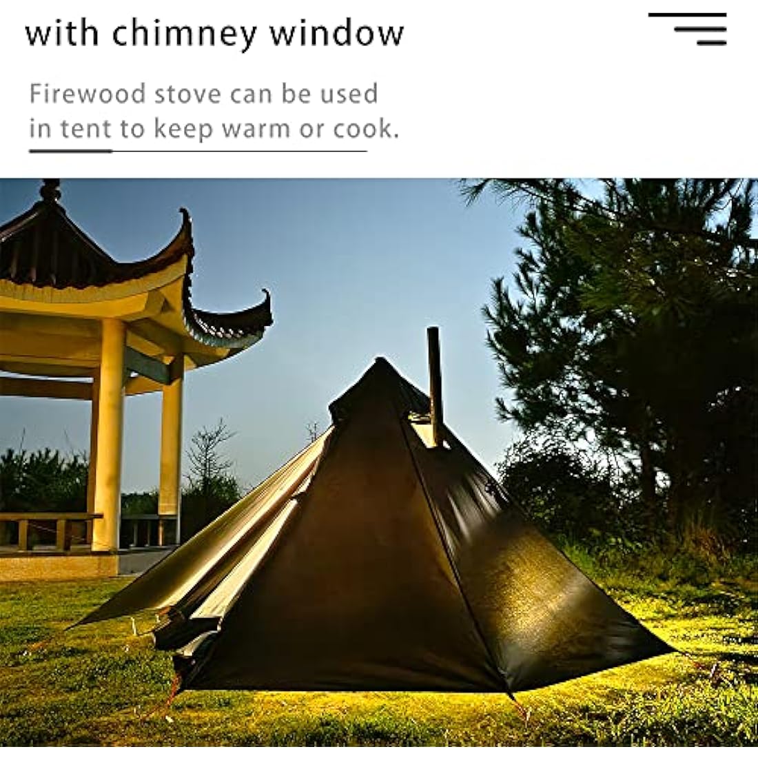 1 Man Tent Lightweight Teepee Hot Tent with Stove Hole Waterproof for Camping Hiking Hunting Fishing Backpacking