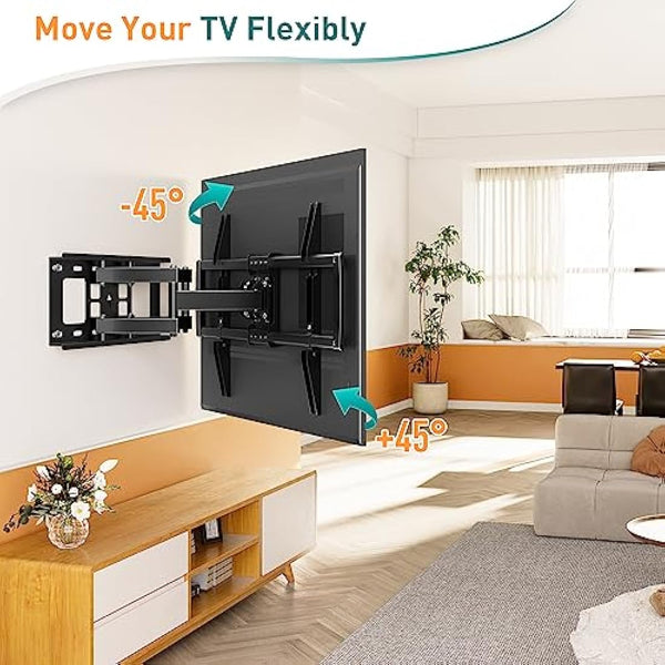 ELIVED TV Wall Bracket Tilt Swivel for Most 37"-84" Plasma, LCD, LED, OLED Flat/Curved TVs with Max VESA 600x400mm up to 45KG, Full Motion Wall Mount with Strong Articulating Arms, TV Mount EV015