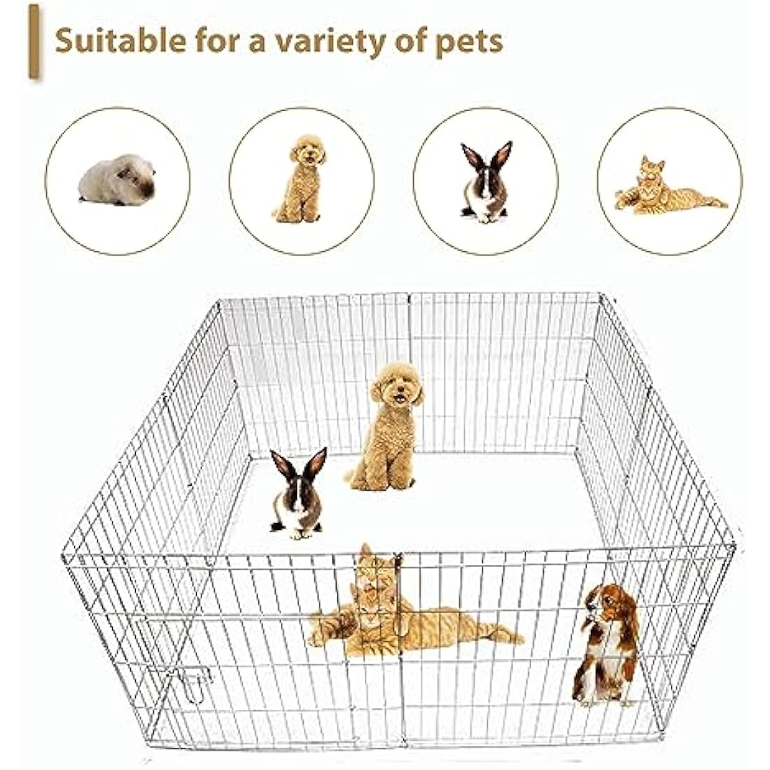 Ellie-Bo Easy-Up 8 Piece Foldable Portable Dog Puppy Play Pen with Door for Indoor/Outdoor Use 91cm High, Rabbit, Cat, Guinea Pigs