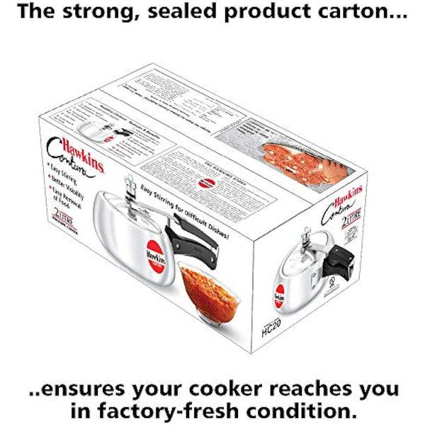 Hawkins Contura 2 Litre Pressure Cooker, Handi Cooker, Silver (HC20)