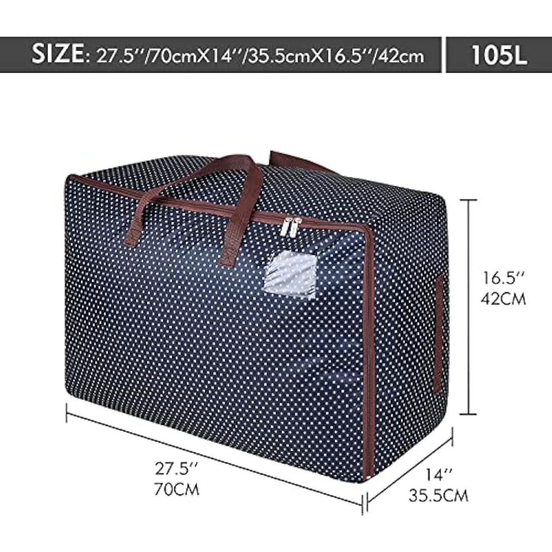 DOKEHOM 3-Pieces 105L Large Storage Bag, Fabric Clothes Bag, Thick Ultra Size Under Bed Storage, Moisture proof (Blue, 3 Pack)