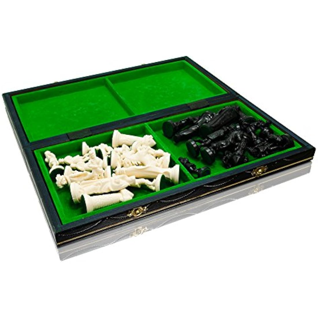 Master of Chess Wooden Chess Set with Pieces 42 cm / 16 in - Large Chess Board Game for Adults and Kids - Chrome-Plated and Weighted Plastic Pieces with Ornaments