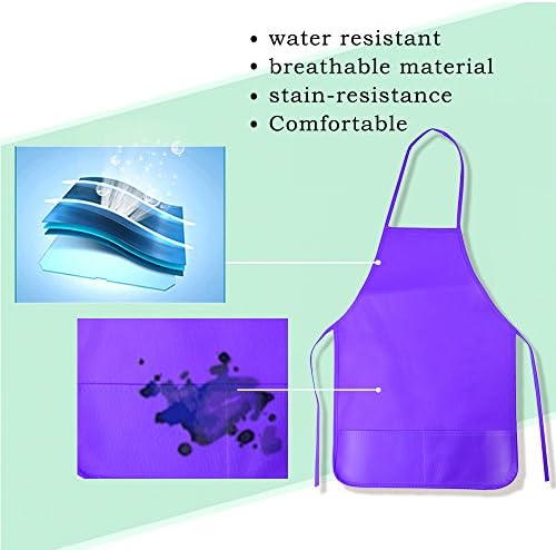 KUUQA Kids Art Apron with Two Pockets Children Painting Smocks Bulk for Craft Home Kitchen Classroom Painting Supplies