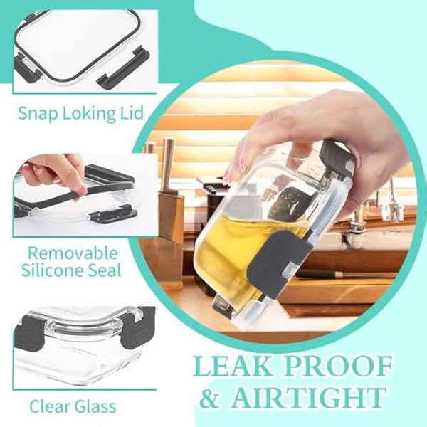 Skroam 10 Pack Glass Food Storage Containers with Lids, Glass Airtight Meal Prep Container Set for Lunch, on the Go, Leftover, Kitchen Pantry Organizers and Storage, BPA Free & Leak Proof