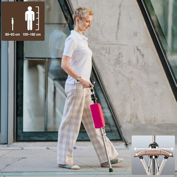 Ta-Da Chair PRO - Walking Stick with Seat, Ultra-Light Aluminium Frame & Sturdy Foldable Stool (up to 120kg), Collapsable Folding Design, Ideal for Travel & Sightseeing - Brown, Adjustable