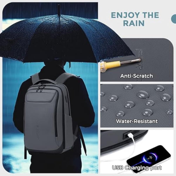 FENRUIEN Business Laptop Backpack for 15.6 Inch 1800D Business Backpack Men with Charging Port Computer Bag Durable Anti-Theft High-Tech Daypack Water-Resistant Casual Daypack