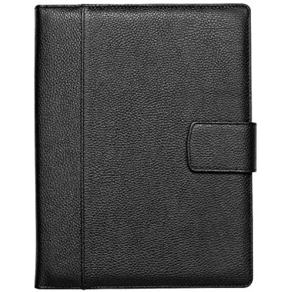 Document Holder in 100% Genuine Full Grain Hammered Leather - Handmade by Expert craftspeople - Spacious and Safe, Perfect for Meetings and Lessons - with Magnetic Closure - Black