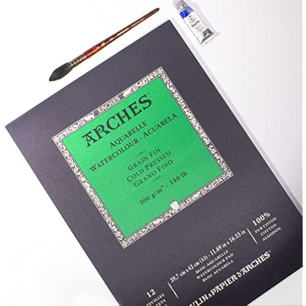 ARCHES Watercolour Pad, 300 GSM, Cold Pressed, A3 (29.7 x 42 cm), Wood, White, 29.7 x 42 x 1 cm