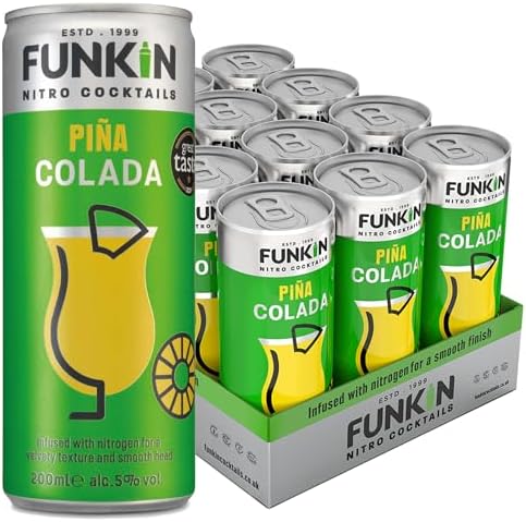 Funkin Pina Colada Pre-Mixed Cocktail Cans 200 ml (Case of 12) | Premium Ready to Drink Cocktails - Bar Quality Drinks Made with Real Fruit and Nitro Infused