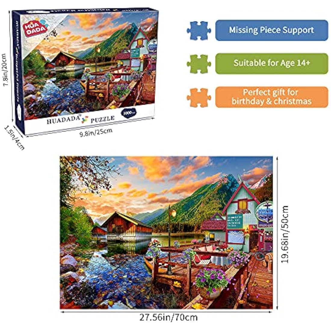 HUADADA Jigsaw Puzzles for Adults 1000 Puzzles for Adult 1000 Pieces Puzzle 1000 Pieces Jigsaw Puzzle（canoe lake）