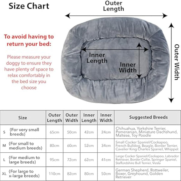 Elite Paws® UK: Luxury Orthopaedic Style Dog Bed - Dual-Layer Foam Base With Plush Cushion Top, Bolstered Sides for Head, Neck & Joint Support, Plus Zip-Off Washable Fleece Cover (Light Grey/Grey, S)