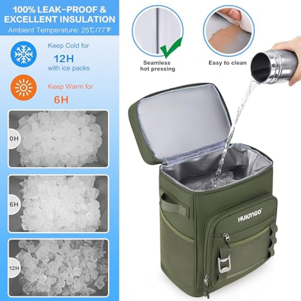 Hulongo Large Waterproof Insulated Cooler Backpack for Men & Women, Leak Proof Cooler Backpack