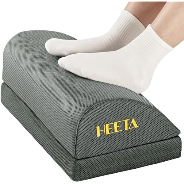 HEETA Desk Foot Rest, Ergonomic Foot Rest Under Desk Adjustable 2 Optional Height Footrest Memory Foam Non-Slip Foot Stool for Home, Office & Gaming (Gery)