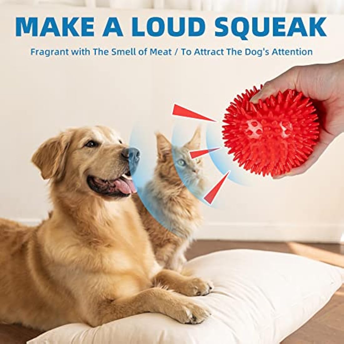 12cm Squeaky Dog Balls Toys for Medium Large Dogs 4 Pack Indestructible Dog Toys for Aggressive Chewers Spike Dog Balls for Clean Teeth and Training Dogs Toys for Boredom and Stimulating