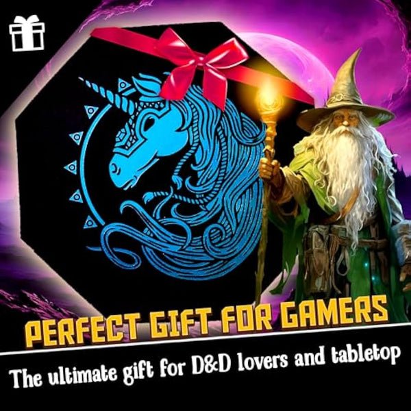 Fantasydice- BLUE - War Unicron- Dice Tray 20CM Octagon with Lid and Dice Staging Area- Holds 5 Sets of Dice(7 / Sta