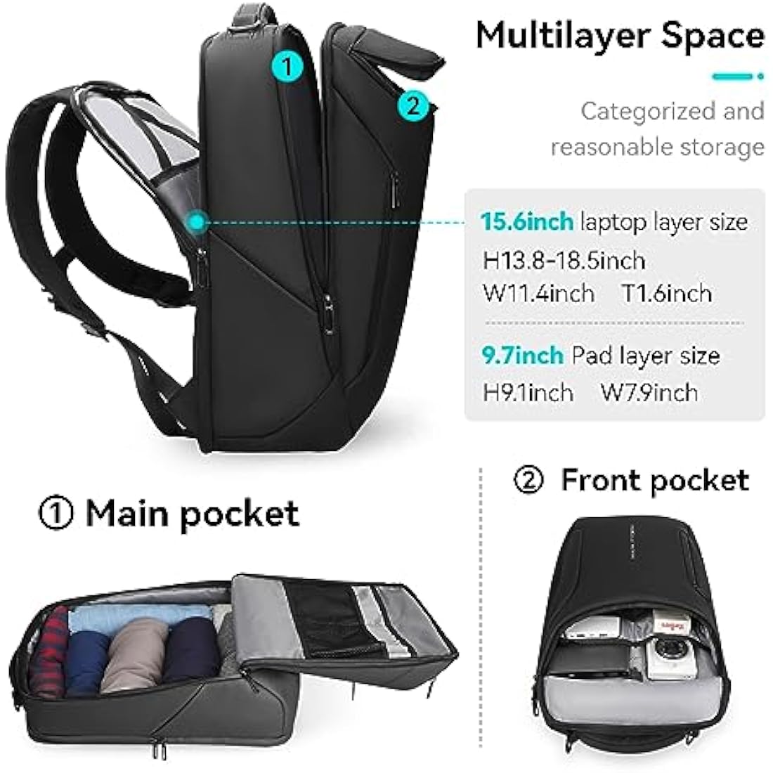 MARK RYDEN mens backpack Large Capacity waterproof laptop backpack business men with USB Charging Port for Official Travel Hiking Pack Fits Under 17.3 Inch Laptop