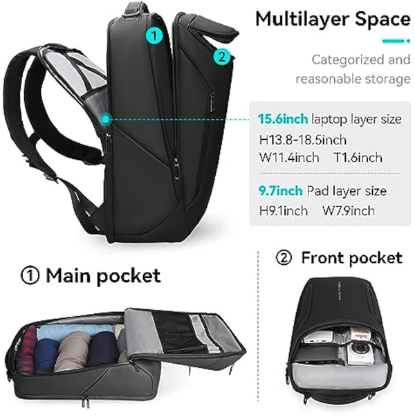 MARK RYDEN mens backpack Large Capacity waterproof laptop backpack business men with USB Charging Port for Official Travel Hiking Pack Fits Under 17.3 Inch Laptop